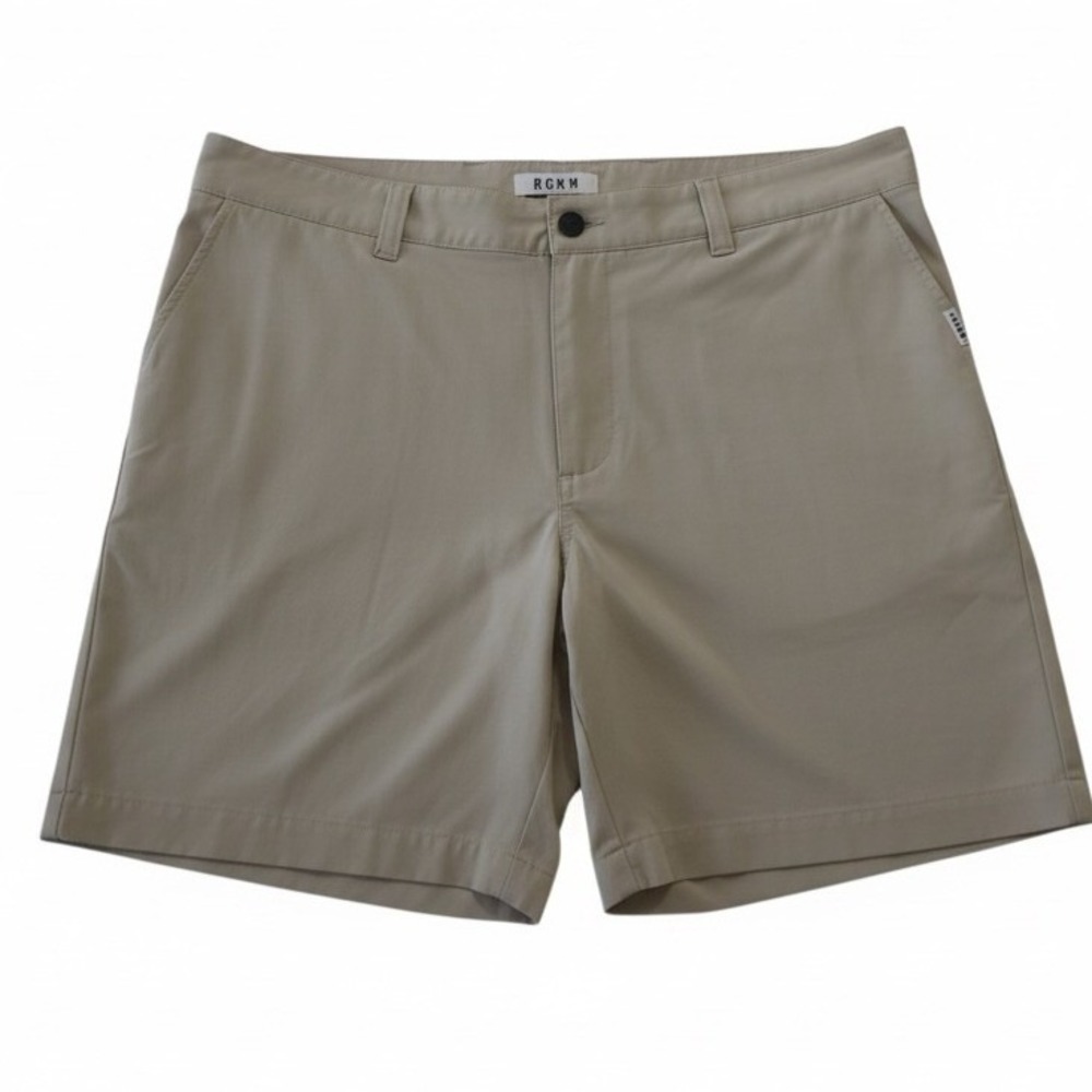 ROWM Mens Performance Shorts Size 38 Tan Khaki Flat‎ Front Golf Tech Casual
